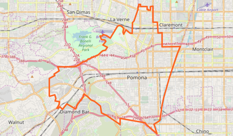 map of major highways in Pomona